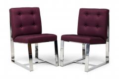 Milo Baughman Set of 10 Milo Baughman Polished Steel and Purple Upholstered Side Chairs - 4274237