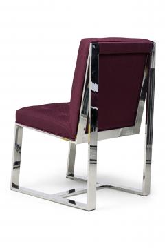 Milo Baughman Set of 10 Milo Baughman Polished Steel and Purple Upholstered Side Chairs - 4274241