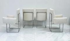 Milo Baughman Set of 4 Milo Baughman Thin Line Dining Chairs in Ivory Boucle 1970s - 3176379