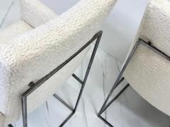 Milo Baughman Set of 4 Milo Baughman Thin Line Dining Chairs in Ivory Boucle 1970s - 3176428