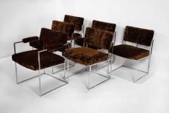 Milo Baughman Set of 6 Milo Baughman Dining Chairs for Thayer Coggin 1960s Chrome and Velvet - 1826178