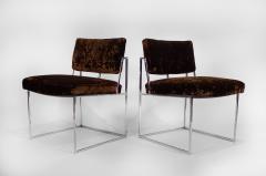 Milo Baughman Set of 6 Milo Baughman Dining Chairs for Thayer Coggin 1960s Chrome and Velvet - 1826183