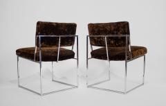 Milo Baughman Set of 6 Milo Baughman Dining Chairs for Thayer Coggin 1960s Chrome and Velvet - 1826184