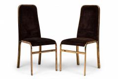 Milo Baughman Set of 6 Milo Baughman Mid Century American Brass Dining Chairs Upholstered - 4273366