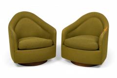 Milo Baughman Set of 6 Milo Baughman for Thayer Coggin Olive Green Upholstered Swivel Chairs - 2790167