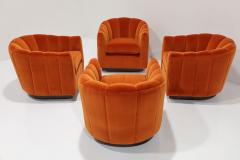 Milo Baughman Set of Four Channel Back Swivel Chairs 1970s - 3539263