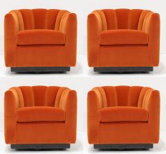 Milo Baughman Set of Four Channel Back Swivel Chairs 1970s - 3539264