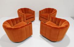 Milo Baughman Set of Four Channel Back Swivel Chairs 1970s - 3539265