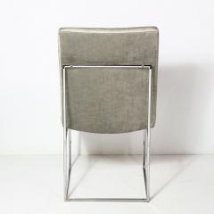 Milo Baughman Set of Six Mid Century Chrome and Platinum Velvet Dining Chairs by Milo Baughman - 4231293