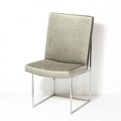 Milo Baughman Set of Six Mid Century Chrome and Platinum Velvet Dining Chairs by Milo Baughman - 4231298