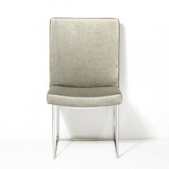 Milo Baughman Set of Six Mid Century Chrome and Platinum Velvet Dining Chairs by Milo Baughman - 4231299