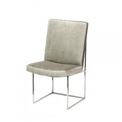 Milo Baughman Set of Six Mid Century Chrome and Platinum Velvet Dining Chairs by Milo Baughman - 4231300