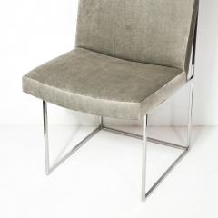 Milo Baughman Set of Six Mid Century Chrome and Platinum Velvet Dining Chairs by Milo Baughman - 4231301