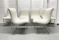 Milo Baughman Set of Six Milo Baughman Scoop Upholstered and Chrome Dining Chairs - 3014483