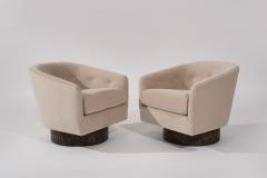 Milo Baughman Set of Swivel Chairs in Natural Mohair Milo Baughman C 1970s - 3590226