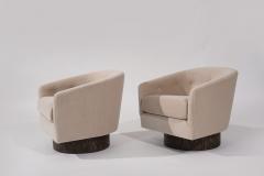 Milo Baughman Set of Swivel Chairs in Natural Mohair Milo Baughman C 1970s - 3590231