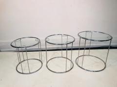 Milo Baughman Set of Three Chrome Nesting Tables in the Manner of Milo Baughman - 809366