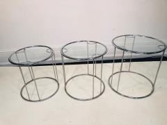 Milo Baughman Set of Three Chrome Nesting Tables in the Manner of Milo Baughman - 809367