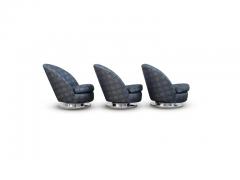 Milo Baughman Set of Three Milo Baughman Tilt and Swivel Lounge Chairs Chrome Bases - 1703749