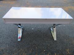 Milo Baughman Sleek Milo Baughman Style Chrome x Base Desk John Stuart Mid Century Modern - 3031824