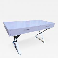 Milo Baughman Sleek Milo Baughman Style Chrome x Base Desk John Stuart Mid Century Modern - 3034515