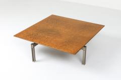 Milo Baughman Square Burl Wood Coffee Table With Steel Base 1970s - 1237864