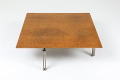 Milo Baughman Square Burl Wood Coffee Table With Steel Base 1970s - 1237866