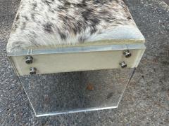 Milo Baughman Stunning Milo Baughman style Modern Cowhide Thick Slab Lucite Bench - 4429087