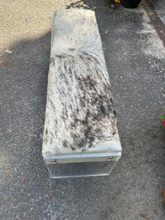 Milo Baughman Stunning Milo Baughman style Modern Cowhide Thick Slab Lucite Bench - 4429144