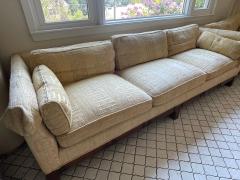 Milo Baughman Stunning Milo Baughman style Tuxedo Sofa Walnut Jack Lenor Larsen Fabric - 4696892