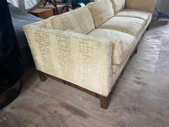 Milo Baughman Stunning Milo Baughman style Tuxedo Sofa Walnut Jack Lenor Larsen Fabric - 4696966