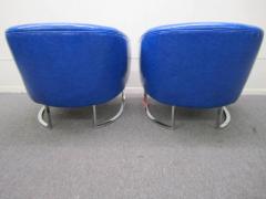 Milo Baughman Stunning Pair Milo Baughman style Barrel Back Chrome Lounge Chairs Mid Century - 1229109