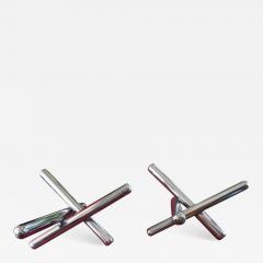 Milo Baughman Stunning Pair of Chrome Jax Coffee Tables Mid Century Modern - 1602784