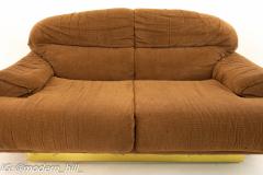 Milo Baughman Style Mid Century Brass Base Loveseat - 1872328