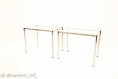 Milo Baughman Style Mid Century Chrome and Glass Side End Tables - 1871216