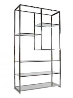 Milo Baughman Style Mid Century Modern Chrome and Glass A Symmetrical tag re - 4126546