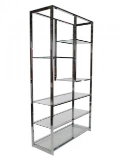 Milo Baughman Style Mid Century Modern Chrome and Glass A Symmetrical tag re - 4126547