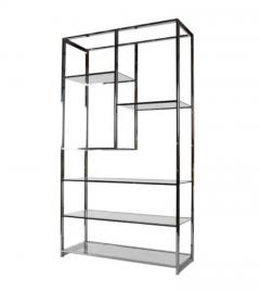 Milo Baughman Style Mid Century Modern Chrome and Glass A Symmetrical tag re - 4126553