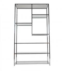 Milo Baughman Style Mid Century Modern Chrome and Glass A Symmetrical tag re - 4126556