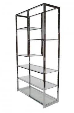 Milo Baughman Style Mid Century Modern Chrome and Glass A Symmetrical tag re - 4126559