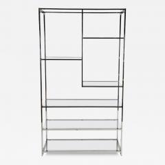 Milo Baughman Style Mid Century Modern Chrome and Glass A Symmetrical tag re - 4127686