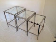 Milo Baughman Style Polished Chrome Glass Top Nesting Tables - 88494