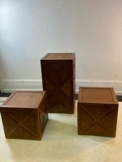 Milo Baughman TRIO OF UNUSUAL MID CENTURY MODERN WOODEN CUBES AND PEDESTAL - 2167828