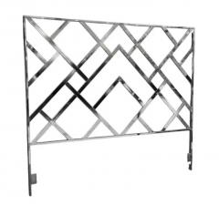 Milo Baughman Tall Milo Baughman Hollywood Regency Chinoiserie King Size Headboard in Chrome - 3910153