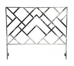 Milo Baughman Tall Milo Baughman Hollywood Regency Chinoiserie King Size Headboard in Chrome - 3910154