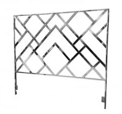 Milo Baughman Tall Milo Baughman Hollywood Regency Chinoiserie King Size Headboard in Chrome - 3910155