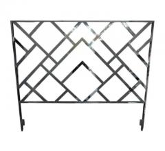 Milo Baughman Tall Milo Baughman Hollywood Regency Chinoiserie King Size Headboard in Chrome - 3910163