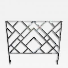 Milo Baughman Tall Milo Baughman Hollywood Regency Chinoiserie King Size Headboard in Chrome - 3912180