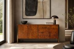Milo Baughman Tomlinson Burl Walnut Credenza or Sideboard Brass Trim North Carolina 1960s - 4587998