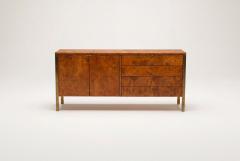 Milo Baughman Tomlinson Burl Walnut Credenza or Sideboard Brass Trim North Carolina 1960s - 4588000